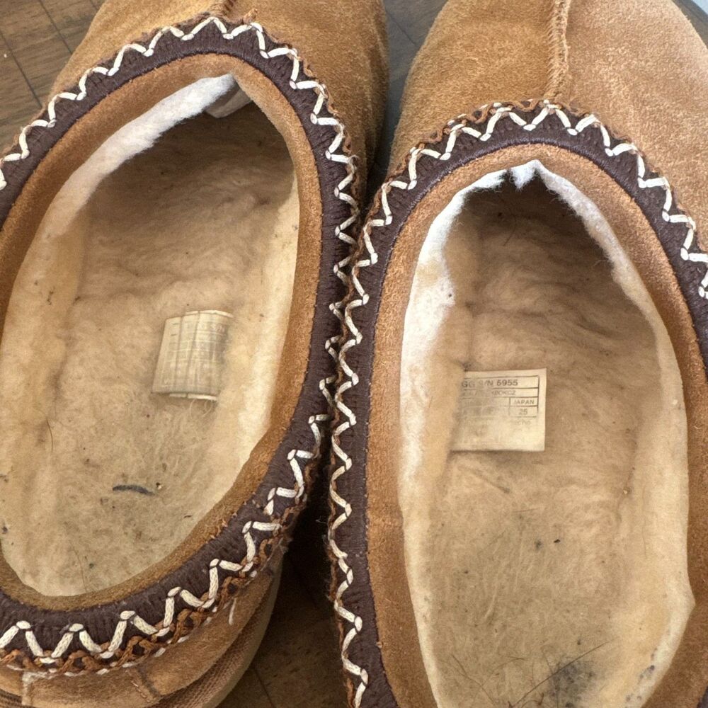 UGG Tasman Slippers Womens 8 Chestnut Suede Sheepskin Casual Comfort Shoes - Picture 4 of 10